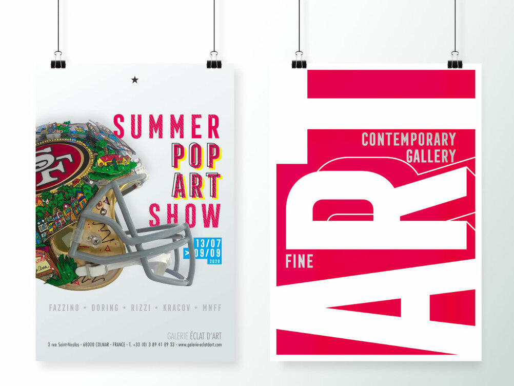 Affiche de l’expo « Summer Pop Art Show » et visuel du stop-trotoir